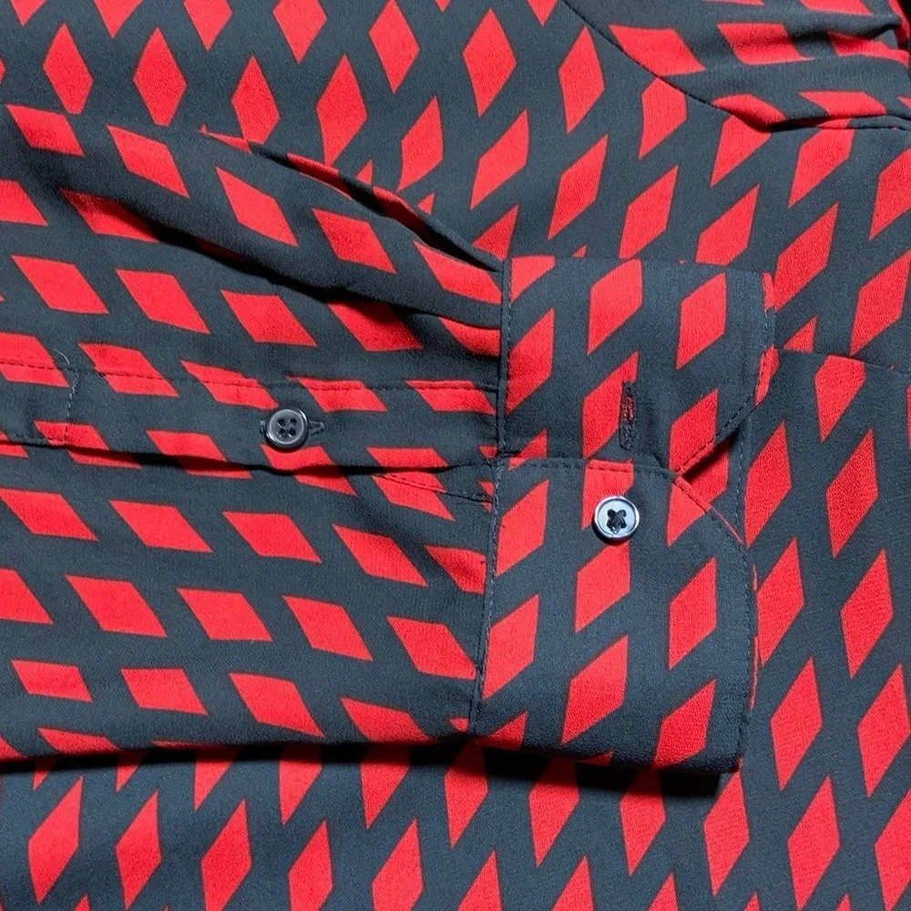 Banana Republic Red and Black Geometric Shirt